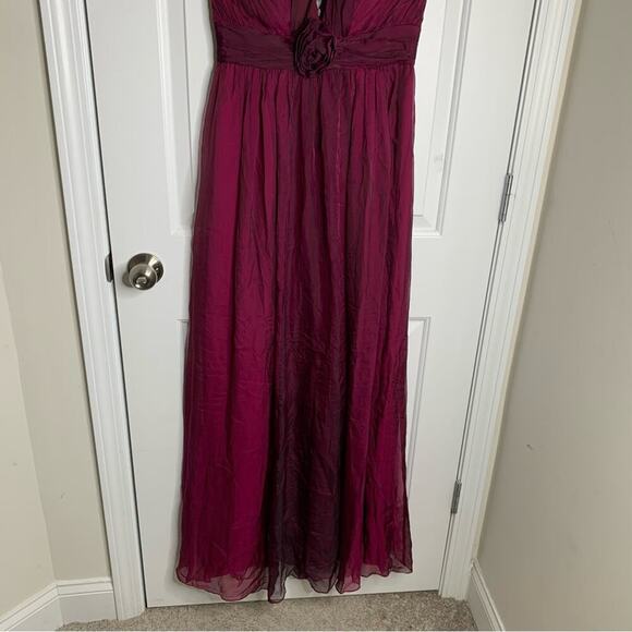 Vintage 90s y2K party silk red halter ruched midi dress size 6 kay unger prom - Picture 6 of 10